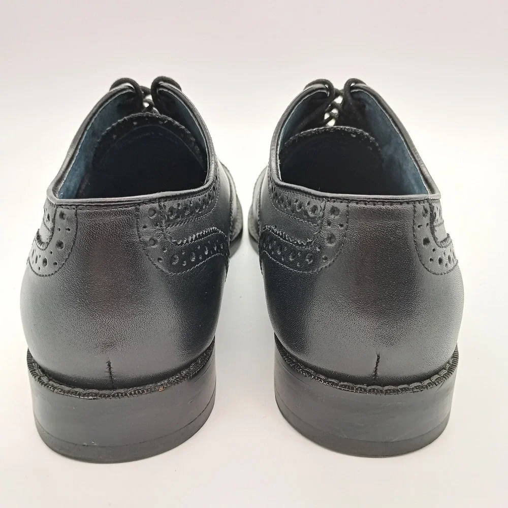 Aston Grey Kobe Black Leather Wingtip Oxford Dress Shoes Mens 10‎